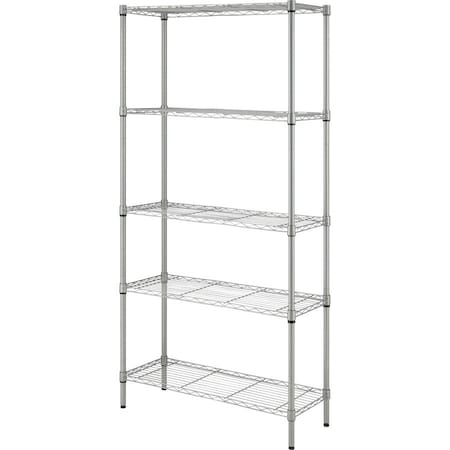Lorell Wire Shelving, 5-shelf, Light-duty, 36"Wx14"Dx72"H, Silver LLR70062